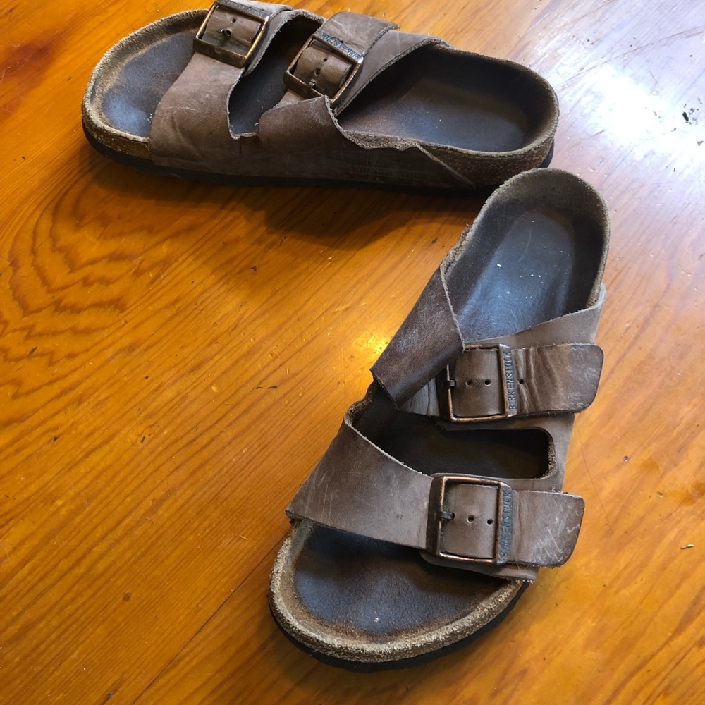 Brown Birkenstock Arizona Slides